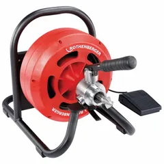 Corded drum machine for clearing blockages in pipes from 1 in to 3 in diameter. Uses a 5/8 in cable. Suitable for residential and light commercial drain lines, sinks, and floor drains.