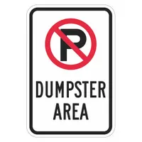 Reflective Dumpster Sign: Aluminum, Mounting Holes Sign Mounting, 18 in x 12 in Nominal Sign Size (MPN T1-1672-HI_12x18)