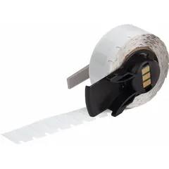 Polyimide label roll, white matte finish, 1/2 in x 9/32 in. Designed for use with M610 printer series. Suitable for industrial labeling applications requiring durable identification.