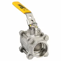 SHARPE Manual Two-Way Ball Valve: 1 1/4 in, 316 Stainless Steel, Straight Valve Body, Three-Piece (MPN 4351002560)