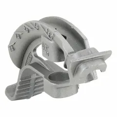 This hand conduit bender head is designed for bending 1/2 in EMT conduit. Constructed from iron, it is suitable for use with aluminum and galvanized steel conduit. Commonly used in electrical installations for routing conduit in commercial and industrial settings.