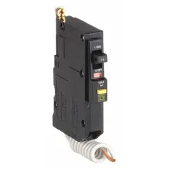Single-pole, bolt-on miniature circuit breaker rated 15 A at 120V AC with a maximum interrupting rating of 10 kA at 120V AC. Provides overcurrent and short-circuit protection for branch circuits in QO Load Centers and NQ Panelboards. Suitable for commercial and industrial electrical distribution systems.