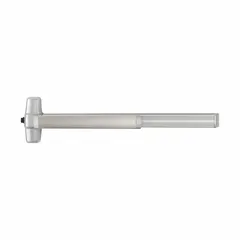 Rim-type exit device with touchbar bar style for push-bar egress on commercial doors. Gray finish with lever outside trim. Not ADA compliant and not ligature-resistant. Suitable for applications where these features are not required.