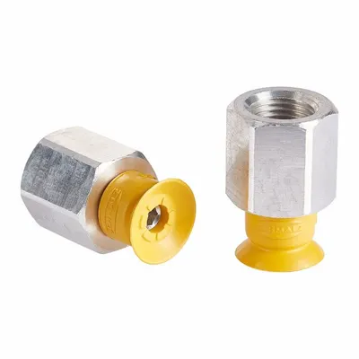 SCHMALZ Vacuum Pad Assembly: G1/8 in, 2.6 mm Pad Dia, NBR-ESD, 55 A, Yellow - Flat Type Electronics Industry ESD Vacuum Pad Assemblies