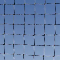 Heavy-duty bird exclusion netting made of black polyethylene. Covers 10,000 sq ft and is flame resistant. Used for industrial bird control in warehouses, factories, and loading docks.