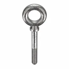 This machinery eye bolt with shoulder is made from 18-8 stainless steel with a plain finish. It features a 3/4"-10 thread size and 3-inch thread length, and includes a nut for secure installation. Commonly used in industrial rigging and material handling for overhead lifting, tie-downs, and load securement.