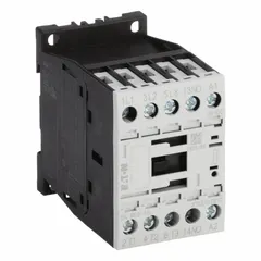 EATON XTCE012B10TD is a non-reversing IEC contactor with 3 poles and 3 normally open (3NO) contacts, rated at 12 A. It features a 24V DC coil and integrated surge suppression. Typical applications include switching electrical loads in motor control, lighting, and HVAC systems.