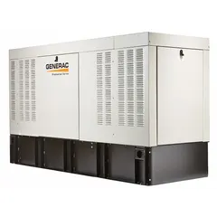 This GENERAC liquid-cooled diesel generator provides three-phase 120/240V AC output for standby power applications. It is CARB compliant and does not include a transfer switch. Typical uses include backup power for industrial facilities where diesel fuel is preferred.