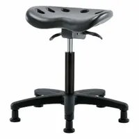 Tractor Stool: Polyurethane, Ht Range 19 in to 26 1/2 in, 17 in Seat Wd, 14 in Seat Dp, 5 Glides (MPN PTMBSO-RG-NF-RG-BLK)