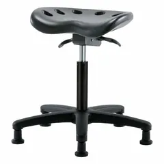 Polyurethane Lab Stool, 17 in Seat Width, 14 in Seat Depth, Height Range 19 in to 26 1/2 in, Fiberglass Base, 5 Glides, PTMBSO-RG-NF-RG-BLK