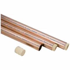 Copper tube, Type ACR, 3 5/8 in diameter, 10 ft straight length. Cleaned and capped for use in air conditioning and refrigeration lines. Maximum operating pressure 450 psi at 150°F.