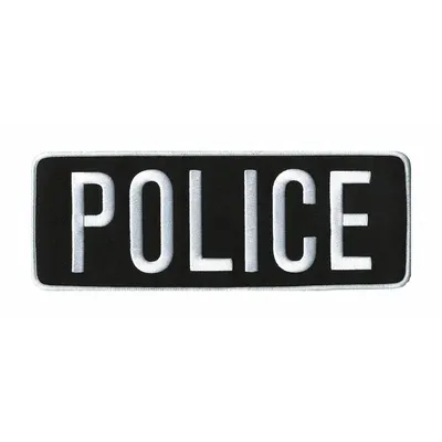 HEROS PRIDE Embroidered Patch: Police, 11 in x 4 in, Black/White, Polyester/Rayon - Embroidered Insignia