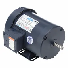Totally enclosed fan-cooled (TEFC) 3-phase AC motor with rigid base mount. Rated 1/2 hp, 850 RPM at 60 Hz, 1.5 A full load current, and dual voltage 230/460V AC. Suitable for industrial applications such as pumps, conveyors, fans, and machine tools requiring a fan-cooled drive.