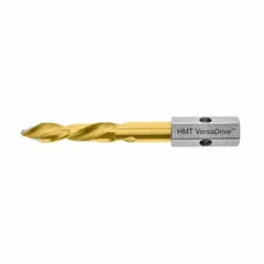 TiN-coated HSS impact-rated drill bit with a 135° TurboTip point and VersaDrive Hex shank. Designed for use with impact drivers in metal, wood, and plastics. The TurboTip reduces walking on contact, while the coating extends tool life.