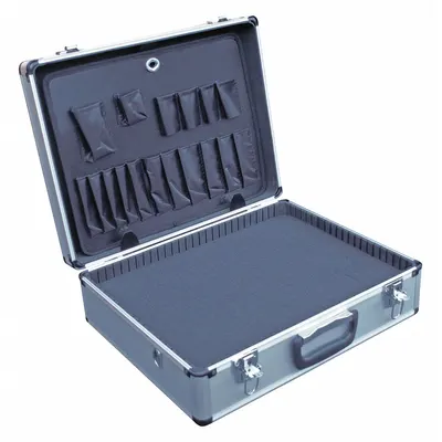 VESTIL CASE-1814-FM Suitcase-Style Case, Pick and Pluck, Silver, Stationary - Suitcase-Style Cases
