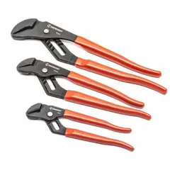 This set includes three manual pliers with dipped cushion grips, covering a pliers range of 2 to 5. The set is carded for retail display and includes a 7 in Tongue and Groove Plier. Suitable for gripping, turning, and clamping tasks in maintenance, repair, and assembly applications.