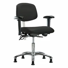 Vinyl ESD & Cleanroom Chair with Arms, 19-24 in Height, Aluminum Base, ISO 5