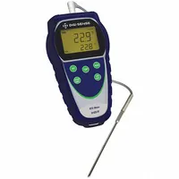 Single-input RTD meter for temperature measurement from -328 to 1562°F. Accuracy is ±4°C (±2°F) from -328 to -148°F, ±0.4°F (±0.2°C) from -148 to 392°F, and ±4°F (±2°C) from 392 to 1562°F. Includes Min/Max temperature testing functions. Suitable for industrial process monitoring, HVAC, and laboratory applications