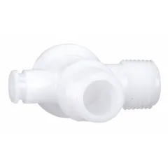 This plastic body ganged solenoid valve is a replacement part for wash fountain mixing valve assemblies. It controls water flow in commercial and industrial hygiene stations. Suitable for use in facilities requiring reliable water shut-off and flow regulation.