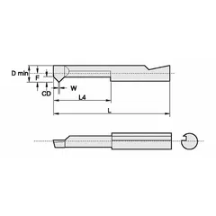 Carbide threading insert for right-hand internal threading operations. Features a 0.0760 in center-to-cutting-tip dimension and 0.0320 in depth of cut. Suitable for precision thread cutting in metal parts.
