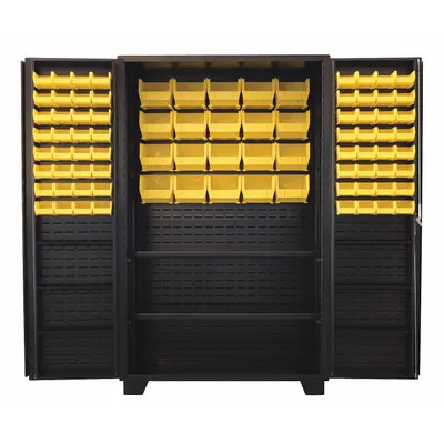 JAMCO Bin Cabinet: 48 in x 24 in 78 in, 8 Shelves, 84 Bins, Yellow, Deep Box - Standard Bin Cabinets with Shelves