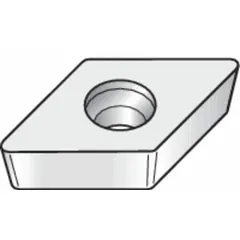 This diamond indexable turning insert is designed for precision machining of non-ferrous materials, composites, and abrasive plastics. It is suitable for turning, facing, and boring operations requiring fine finishing cuts. The insert geometry is DCMW2151 / DCMW070204.