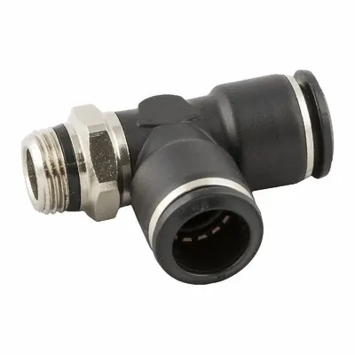 AIGNEP USA 55222-10-1/4 Push-Fit Tee Fitting - Nylon & Nickel-Plated Brass Tube Fittings