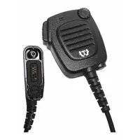 Push-to-talk speaker microphone with noise-cancelling capability. Features a 24-inch cord, 3.5 mm jack, and multi-pin radio connector. Black finish. Compatible with Motorola APX 7000XE series radios