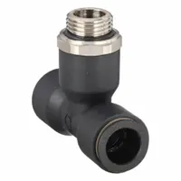 LEGRIS Push-Fit Tee Fitting: 16 mm OD x 16 mm OD x 1/2 in Pipe Size, Tube x Tube x MBSPP, Black (MPN 3198 16 21)