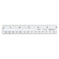 WESTCOTT Ruler: 18, Gen Purpose, 6 in, 0.02 in Thick, 1/16 in, Black, Flex, Printed Graduation Mark