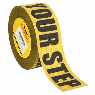 Condor Anti-Slip Tape: Coarse, 60 Grit Size, Message, Black/Yellow, 3 in x 60 ft - Medium Traffic Antislip Tape