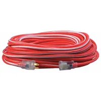 SOUTHWIRE Extension Cord: Outdoor Use, 100 ft Lg, Outlet, 5-15P, 12/3, SJTW, Red/White, 15 A Current (MPN 2549SW0041)