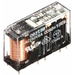 Socket-mounted force-guided relay with 24V DC coil and 6 A contact rating at 30V DC. Features DPST-NC/DPST-NO configuration and 10 pins/terminals. Suitable for safety circuits requiring forced contact operation, such as emergency stop and machine guarding applications.