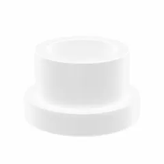 This flanged sleeve bearing is made from PTFE, offering chemical and heat resistance for industrial applications such as pumps, conveyors, and food processing equipment. It has a 3/8 in bore, 1/2 in OD, and 3/8 in overall length. Color is white. Sold in a pack of 10.