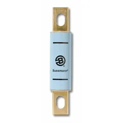 The BUSSMANN KAC-600 is a fast-acting, non-indicating bolt-on fuse rated for 600 A at 600 V AC, designed for AC-only circuits. It provides overcurrent protection for semiconductor devices in industrial power supplies, drives, and rectifiers where rapid fault interruption is required.