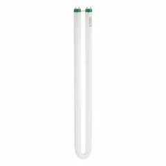 This PHILIPS T8 fluorescent U-bend lamp operates at 31 watts with a color temperature of 3000K. It features a Medium Bi-Pin (G13) base and a U-bend leg spacing of 1 5/8 inches. The lamp is not shatter-resistant. Commonly used in commercial and industrial lighting fixtures such as troffers and lay-in ceiling grids where a compact, space-saving fluorescent source is required.