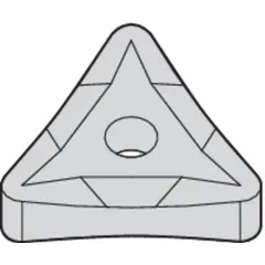 Triangle (T) indexable turning insert for metal-cutting operations such as turning, facing, and profiling on lathes. Available in two size designations: TNMP332 (inch-based) and TNMP160408 (metric). Suitable for general-purpose machining of steels, stainless steels, and cast irons in industrial manufacturing environments.