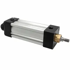 This Parker LP series compact cylinder features a trunnion mount and rotating rod design, allowing pivoting motion in applications where alignment changes during operation. With a 1 1/8 in bore and 1 in stroke, it is suited for linear actuation in automated machinery, packaging, and material handling systems.