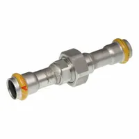 This APOLLO SmartPress fitting is a gas-rated stainless steel press pipe fitting with a 2-inch pipe size and press-fit x press-fit connection. It features an HNBR seal for leak-resistant joints in gas piping systems. Suitable for commercial and industrial gas applications