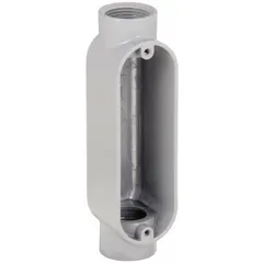 Aluminum C-body conduit outlet body with 3/4 in trade size and 7.3 cu in capacity. Features a threaded hub and powder coated finish. Designed for use with IMC. Provides access for pulling, splicing, or turning conductors in conduit runs.
