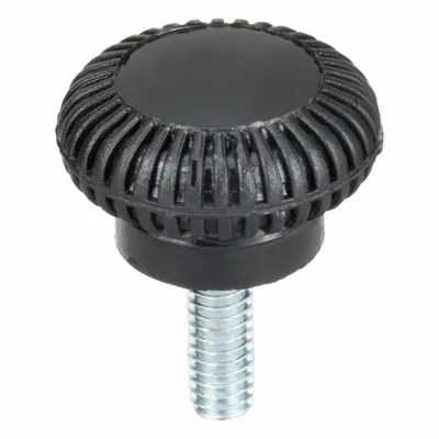 INNOVATIVE COMPONENTS Hand Knob: Knurled, Plastic w/ Steel Thread, #8-32 Thread, 0.5 in Thread Lg - Knurled Knobs with Threaded Hole