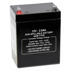 APPROVED VENDOR AGM Sealed Lead Acid Battery, 12V DC, 2.9 Ah, Dual Purpose, Faston Terminals, 47036
