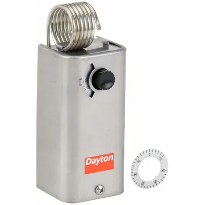Dayton Line Volt Mechanical Tstat: Heat or Cool, Stainless Steel, 30° to 110°F - Indoor Two-Stage Controls