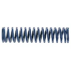 Cylindrical-shaped die spring with closed, ground ends. Made from silicon wire. Measures 8 inches in length with a 2-inch outer diameter. Used in stamping dies, metal forming, and tooling applications to provide controlled force and return action under high cyclic loads.