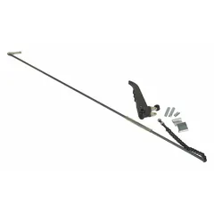 This black nylon up/down control assembly is a replacement part for Dayton pallet jack model 2ZE57. It provides the control functionality to raise and lower the forks during material handling operations in warehouses and industrial facilities.