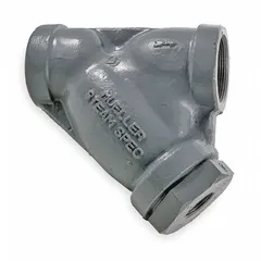 This Y strainer has a 1-1/4 in NPT connection and a perforated screen made of 304 Stainless Steel with 0.062 in openings. The stainless steel body and screen are suited for inline filtration in industrial piping systems to remove debris from steam, water, or other process fluids, protecting downstream equipment.
