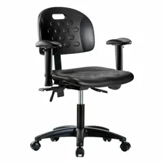Polyurethane Lab Chair with Arms, Adjustable Height 17 1/4" to 22 1/2", 18" Seat Width, Nylon Base