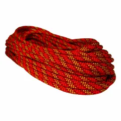 Static kernmantle rope with 1/2 in diameter, constructed of polyester. Working load limit of 820 lb. Yellow third color. Suitable for rigging, climbing, and industrial lifting applications where low stretch and high strength are required.