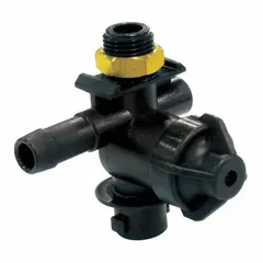 This plastic nozzle is designed for use in industrial fluid or air delivery systems. It directs flow in applications such as cleaning, cooling, or lubrication across various plant operations.