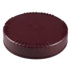Red colored polyethylene screw-on cap for sealing industrial containers. Supplied as a set of 30 closures. Suitable for packaging, chemical storage, and material handling applications requiring a secure, colored lid.